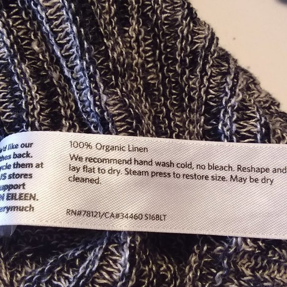 Eileen Fisher Women's M Gray Organic Linen Long Sleeve Open Knit Sweater - Picture 7 of 8